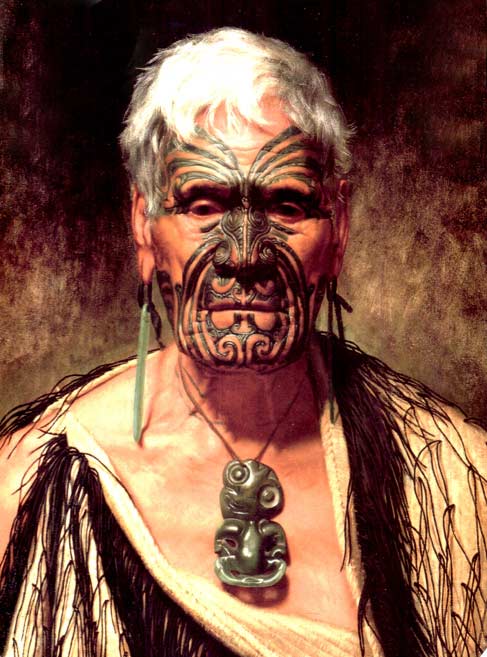 Tattooed Maori man